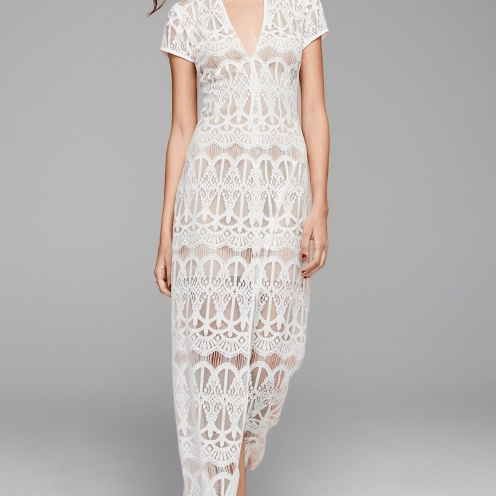NWT Boho Long White Lace Dress